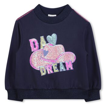 Girls Navy Blue Sequin Sweatshirt