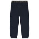 Younger Boys Navy Blue Logo Joggers, 1, hi-res