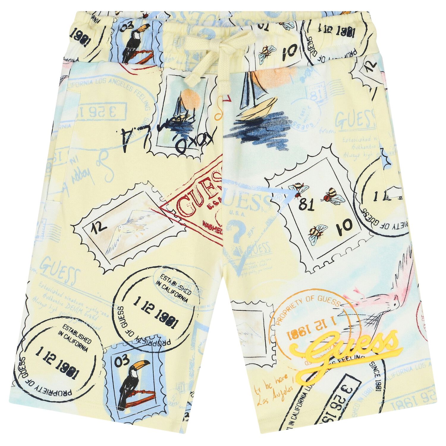 Boys Yellow Logo Shorts, 1, hi-res