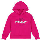 Girls Pink Logo Hooded Top, 2, hi-res