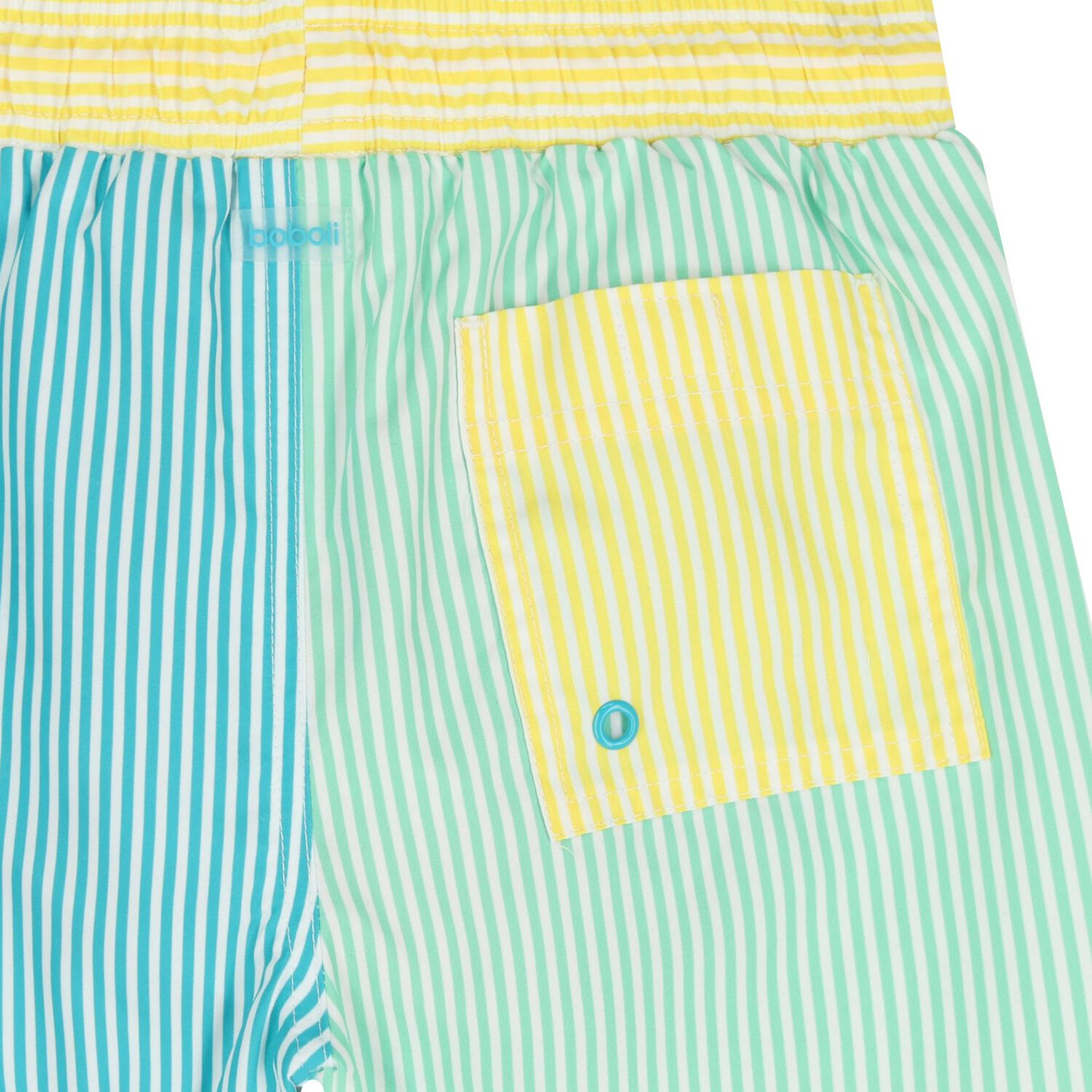 Boys Green & Yellow Striped Swim Shorts, 1, hi-res