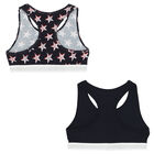 Girls Navy Logo Bra Tops (2-Pack), 2, hi-res