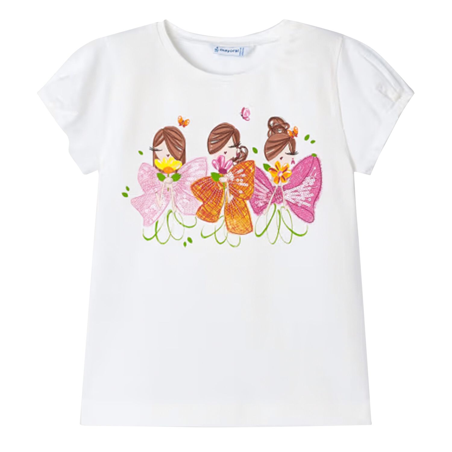 Girls White T-Shirt, 1, hi-res