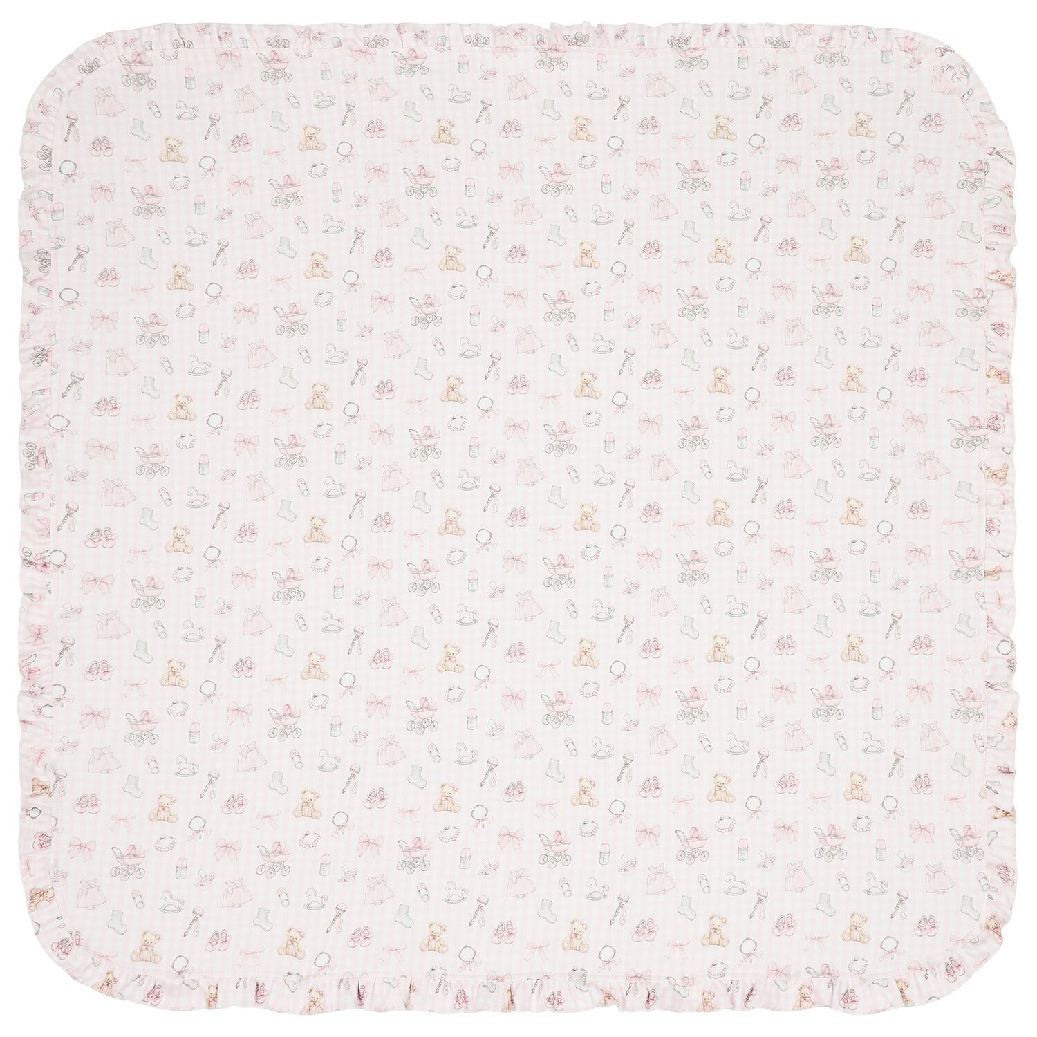 Pink Nursery Print Baby Blanket, 1, hi-res