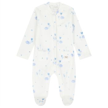 Baby Boys Ivory & Blue Balloon Babygrow