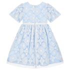Girls Blue & White Embroidered Tulle Dress, 1, hi-res