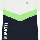 Boys White & Navy Blue Logo Polo Shirt, 1, hi-res