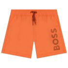Younger Boys Orange Logo Swim Shorts, 3, hi-res