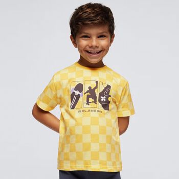 Boys Yellow & White Check Skater T-Shirt