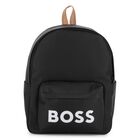Boys Black Logo Backpack, 1, hi-res