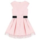 Girls Pink Satin Logo Dress, 1, hi-res
