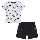 Boys Blue & Black Ikonik Shorts Set, 1, hi-res