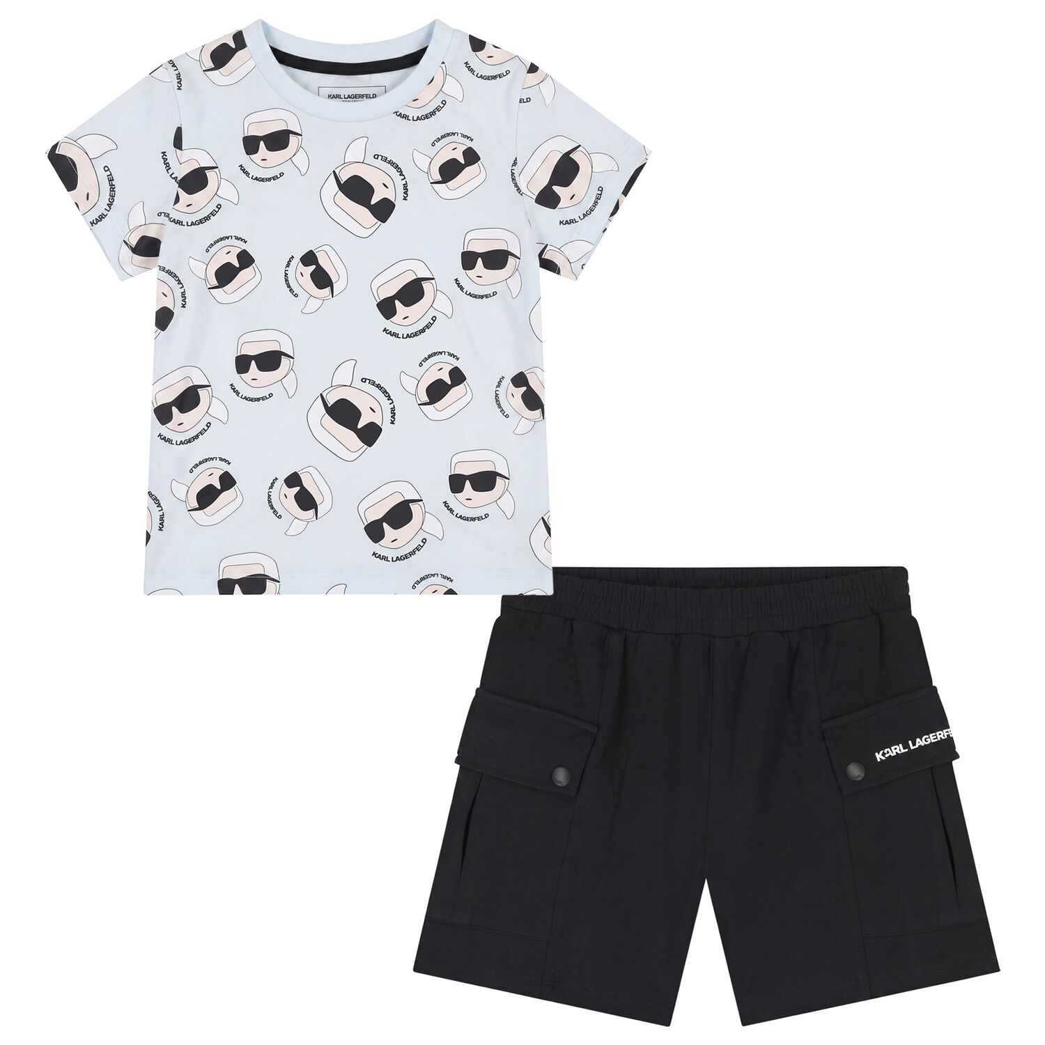 Boys Blue & Black Ikonik Shorts Set, 1, hi-res
