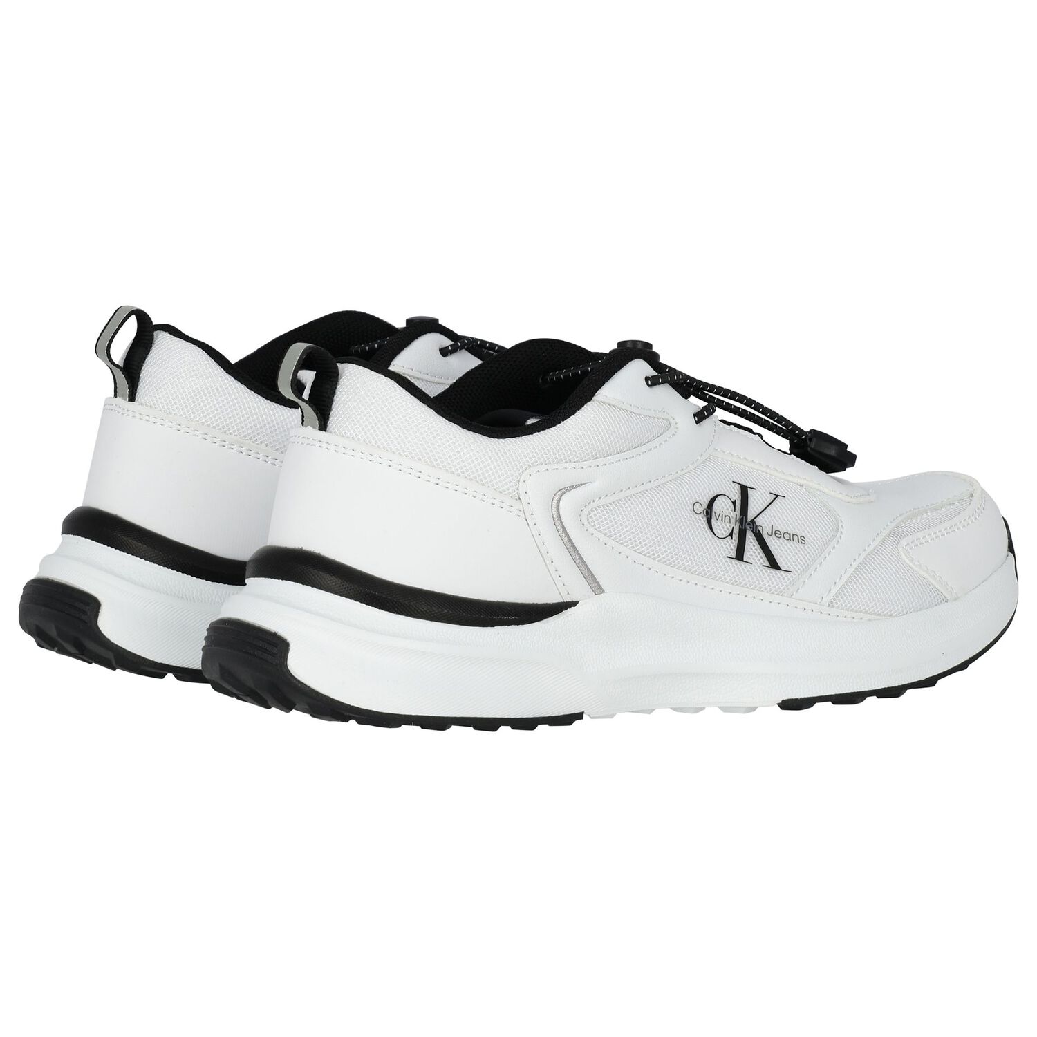 White & Black Logo Trainers, 1, hi-res