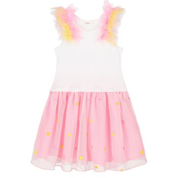 Girls White & Pink Tulle Dress