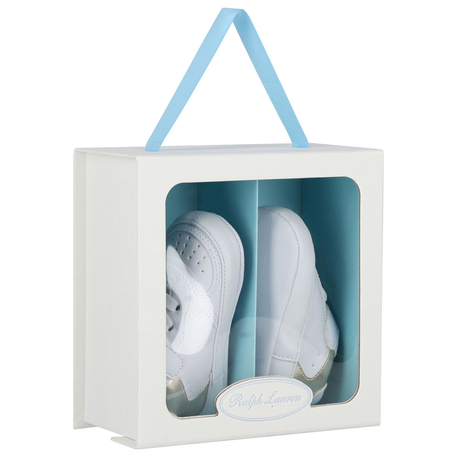 Baby Boys White & Gold Logo Pre Walker Shoes, 1, hi-res
