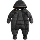 Baby Boys Black Logo Snowsuit, 1, hi-res