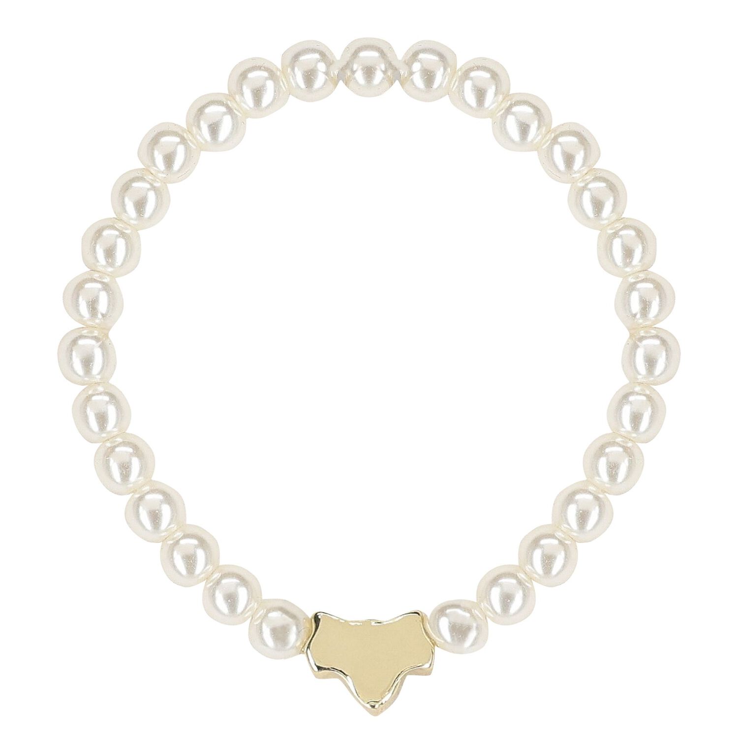 Girls White & Gold Beaded Bracelets (4 Pack), 2, hi-res