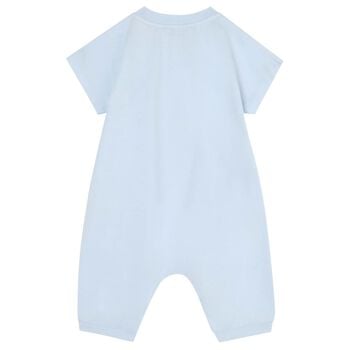 Baby Boys Blue Teddy Bear Logo Romper