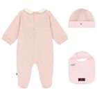 Baby Girls Pink Logo Babygrow Gift Set, 1, hi-res