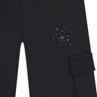 Girls Black Logo Trousers, 1, hi-res