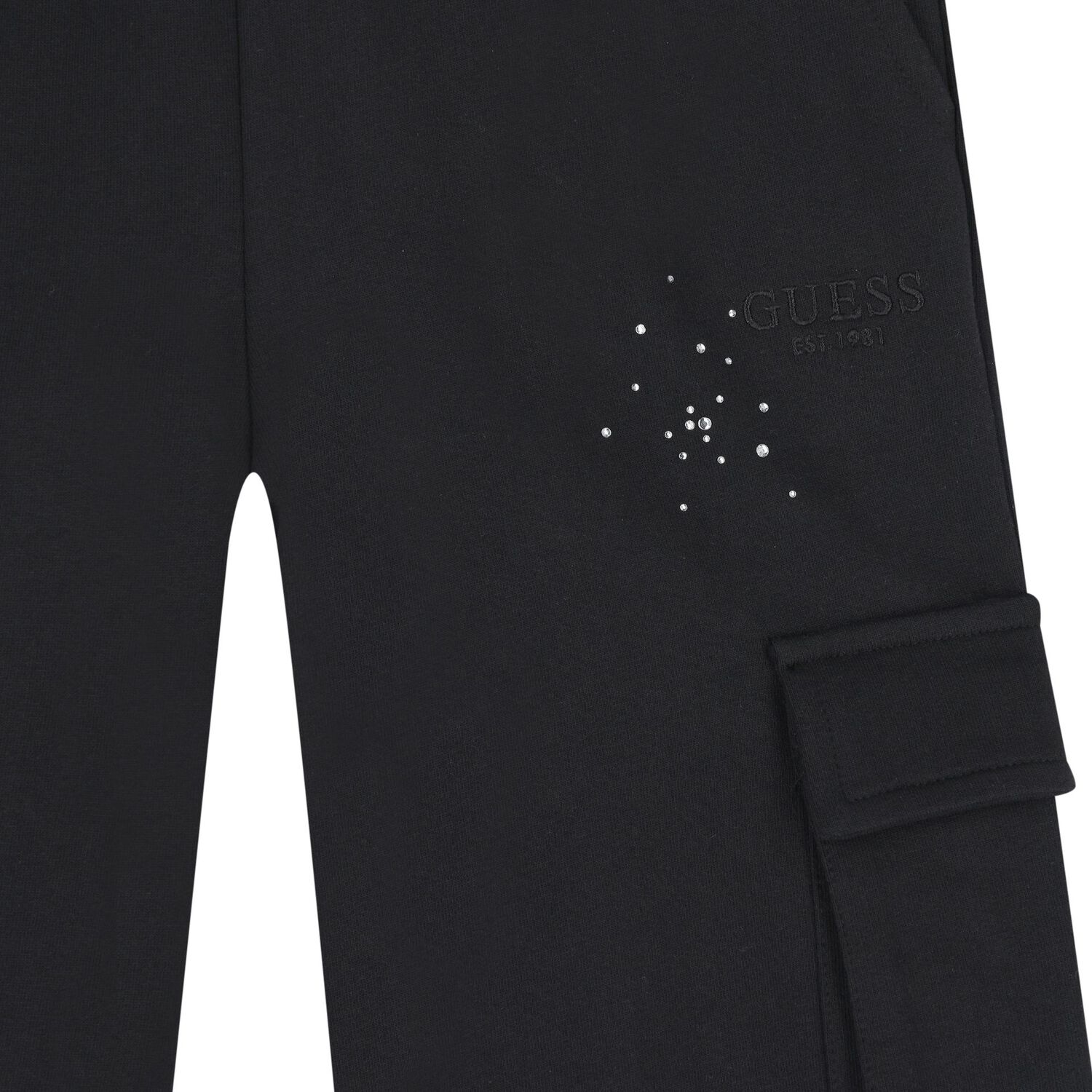 Girls Black Logo Trousers, 1, hi-res