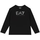 Boys Black Logo Long Sleeve Top, 1, hi-res
