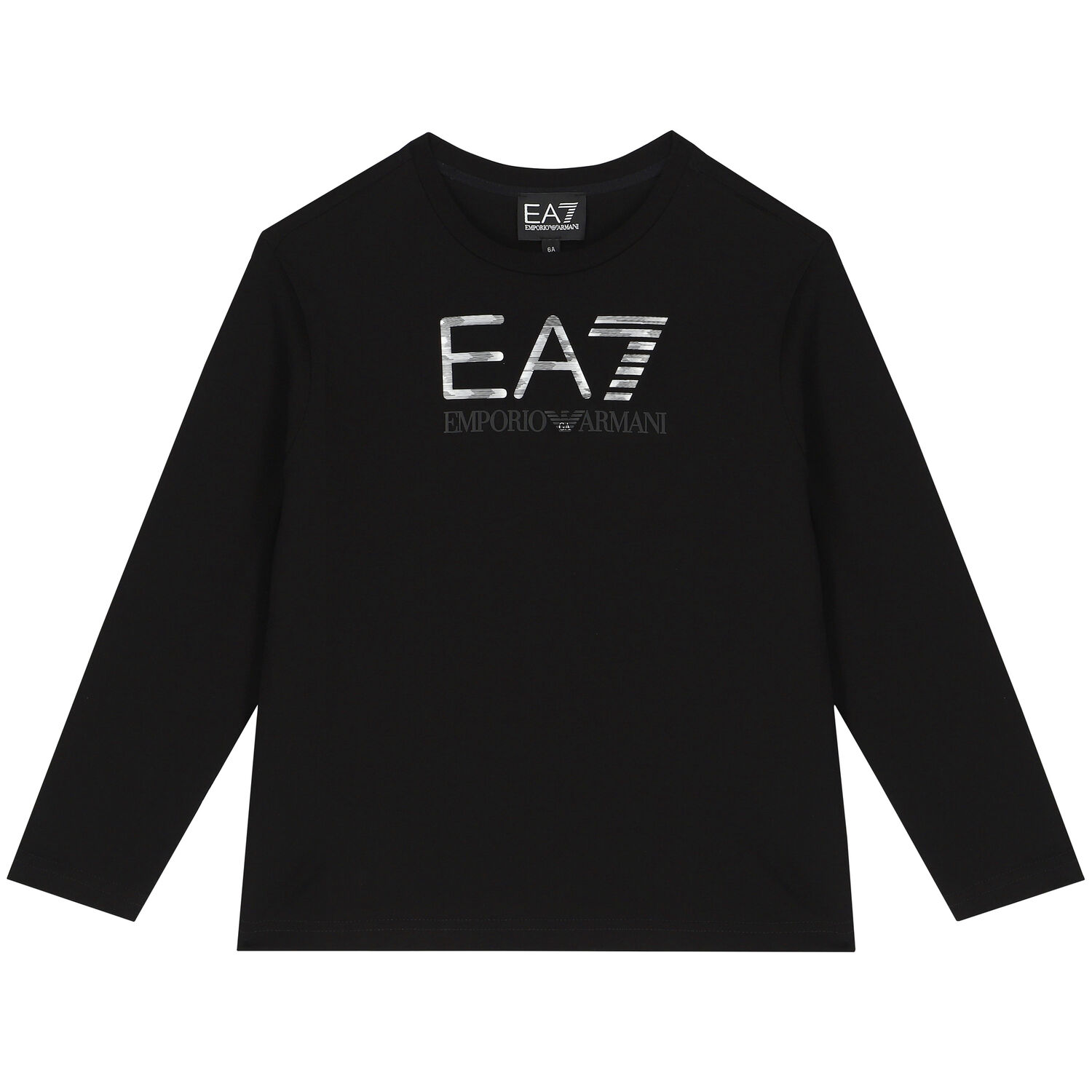 Boys Black Logo Long Sleeve Top, 1, hi-res