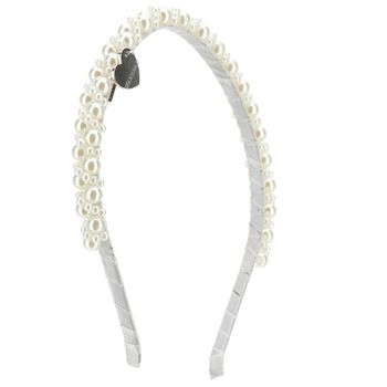 Girls White Embellished Pearl Headband