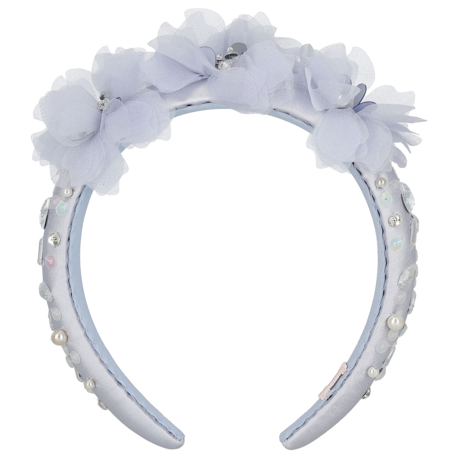 Girls Blue Diamante Headband, 1, hi-res