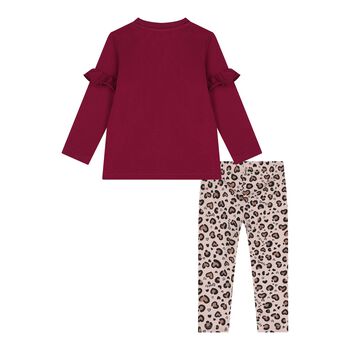 Baby Girls Burgundy & Beige Leggings Set