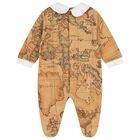 White & Beige Geo Map Babygrow Gift Set , 1, hi-res