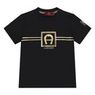 Younger Boys Black Logo T-Shirt, 2, hi-res