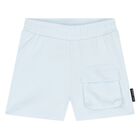 Younger Boys White & Blue Logo Shorts Set, 1, hi-res