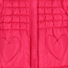 Girls Pink Heart Hooded Puffer Jacket, 1, hi-res