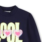 Girls Navy Blue Sequin Heart Sweatshirt, 1, hi-res