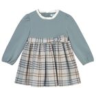 Younger Girls Blue & Beige Plaid Dress, 1, hi-res