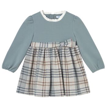 Younger Girls Blue & Beige Plaid Dress