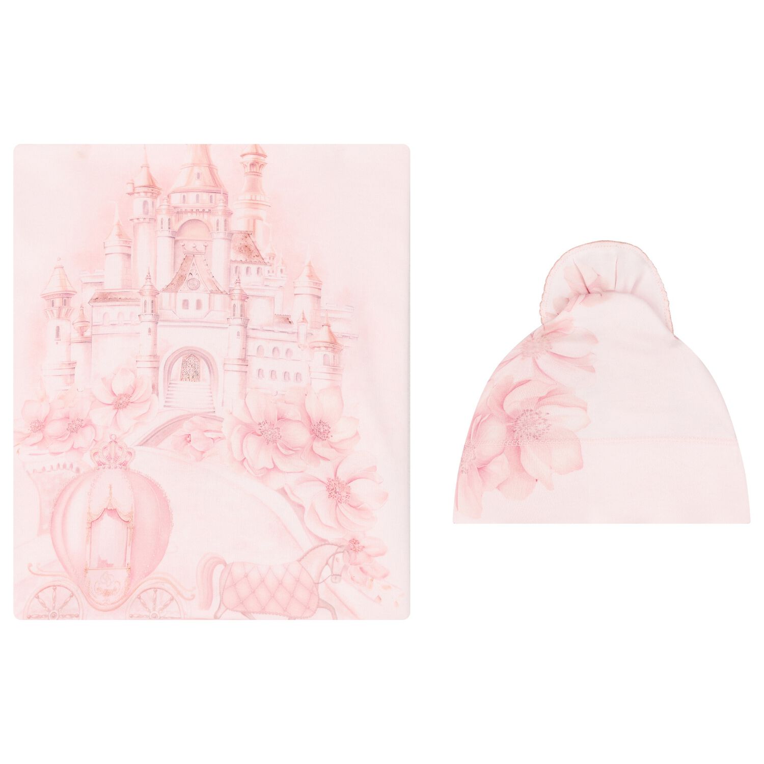 Baby Girls Pink Castle Blanket Set, 1, hi-res