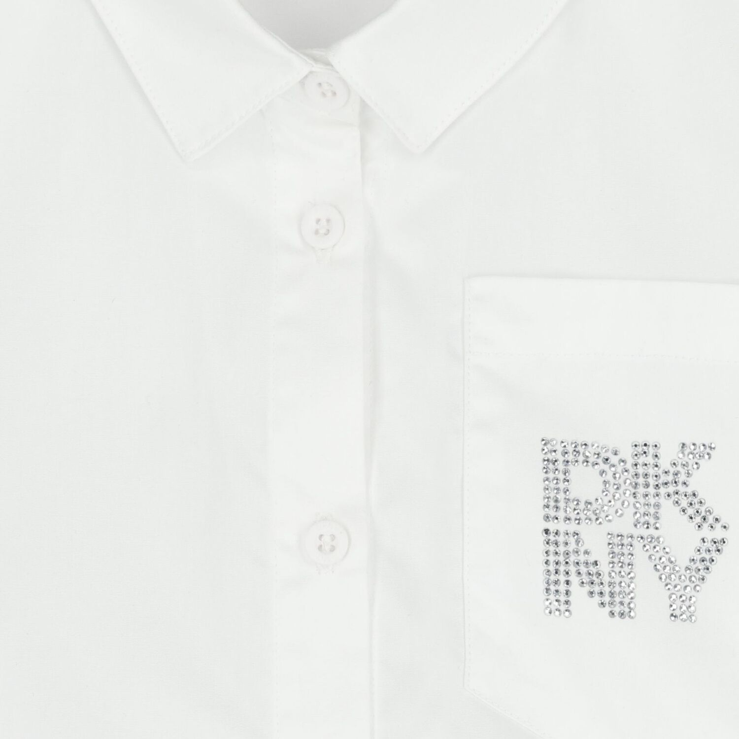 Girls Mini Me White Diamante Logo Shirt, 1, hi-res