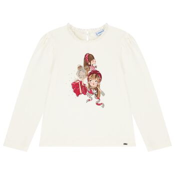 Girls Ivory Long Sleeve Top