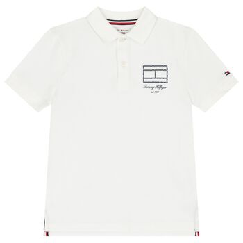 Boys White Logo Polo Shirt