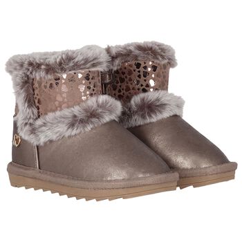 Younger Girls Gold Faux Leather Boots
