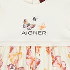 Younger Girls Ivory & Pink Butterflies Logo Dress, 3, hi-res