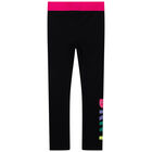 Girls Black & Pink Logo Leggings, 1, hi-res