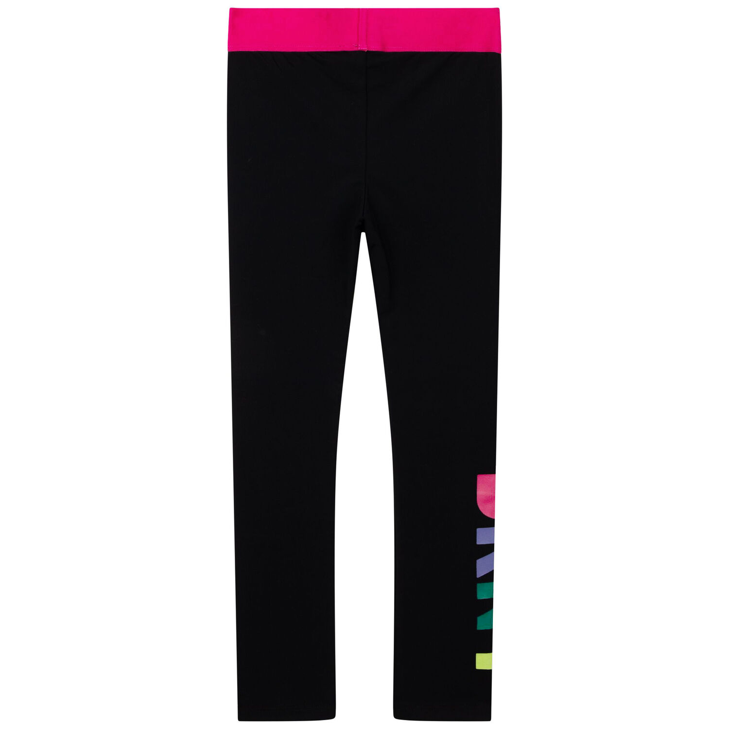 Girls Black & Pink Logo Leggings, 1, hi-res