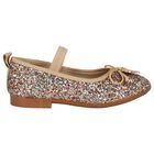 Younger Girls Gold Glitters Ballerina Shoes, 1, hi-res