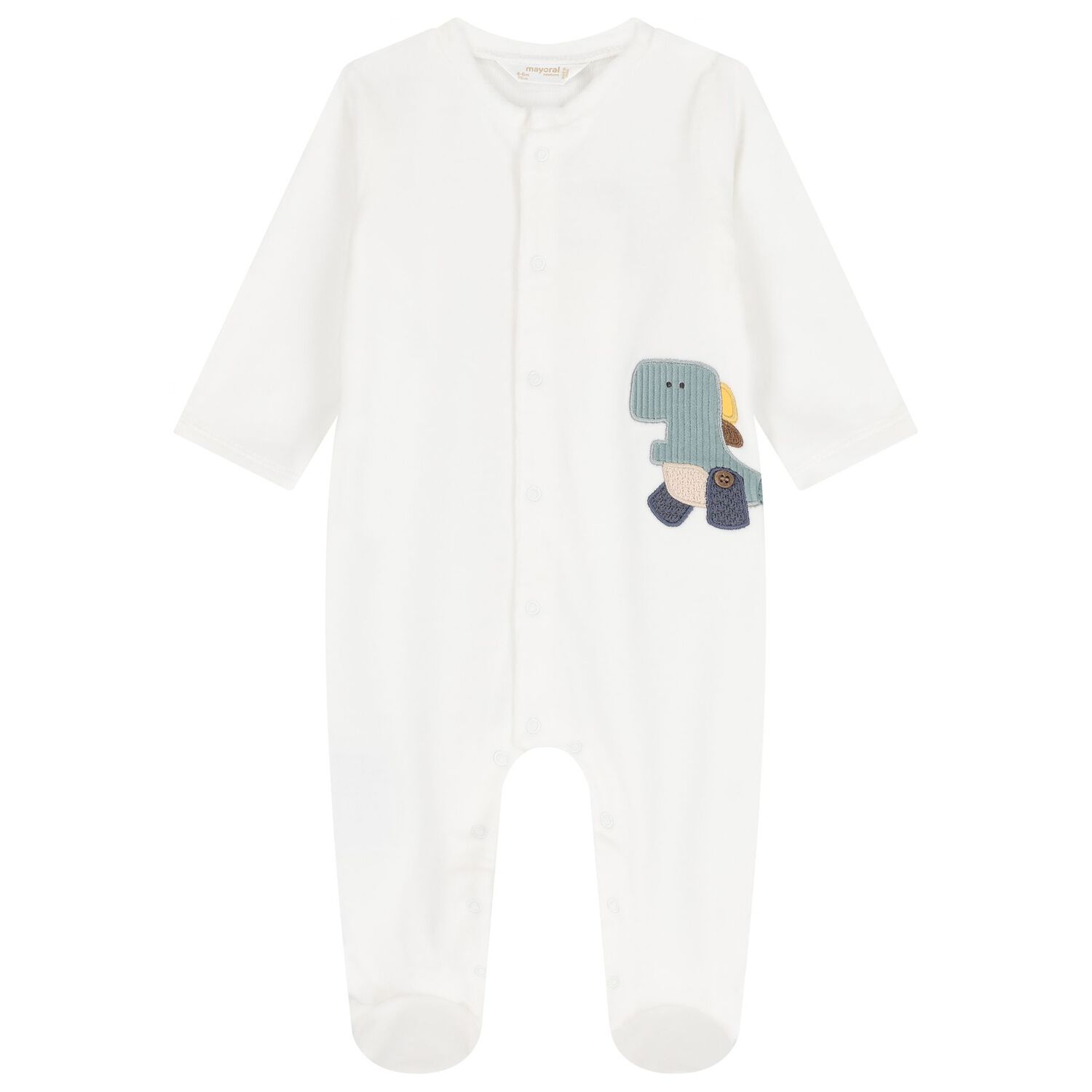 Baby Boys White & Green Dinosaur Babygrows ( 2-Pack ), 1, hi-res