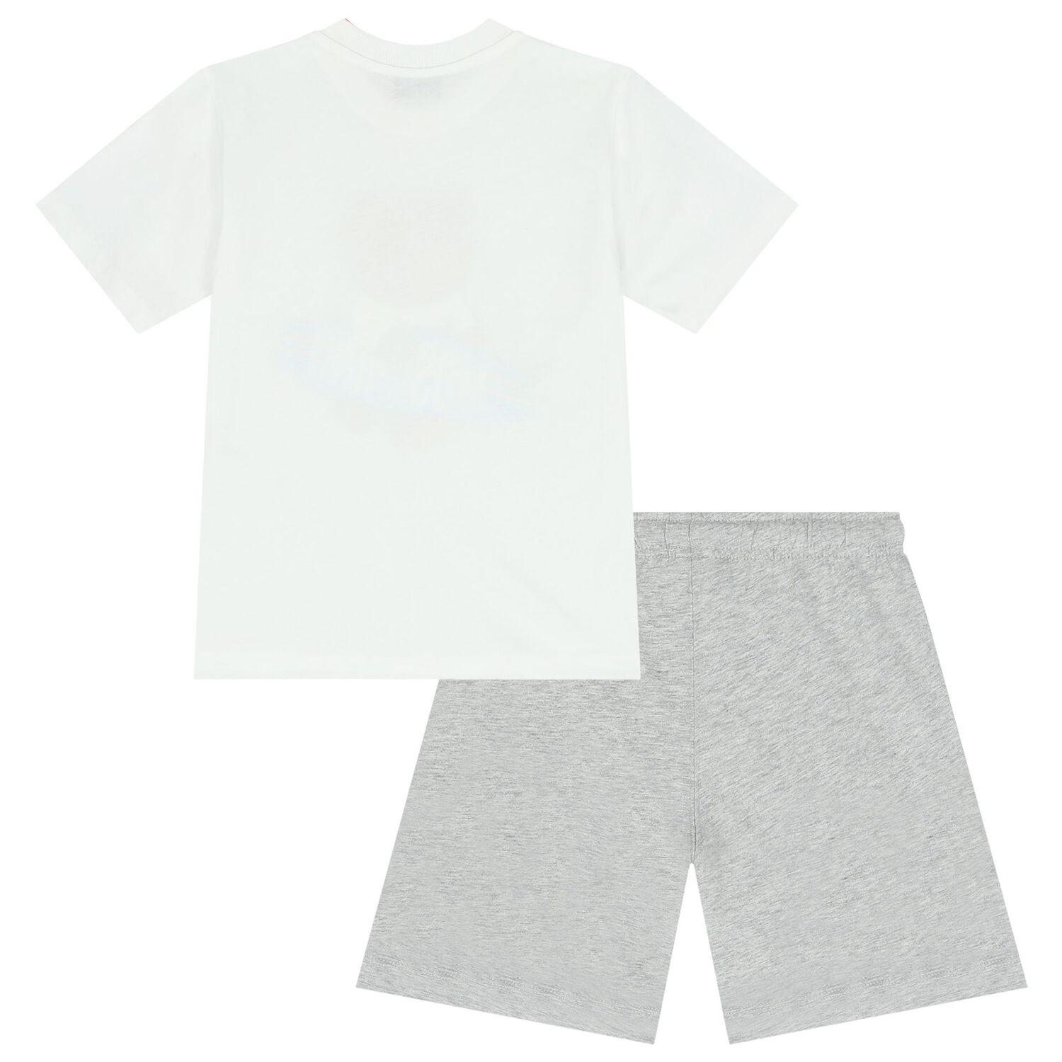 Boys White & Grey Teddy Bear Logo Shorts Set, 1, hi-res