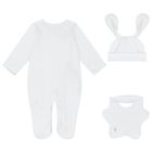 Baby Boys White & Blue Bunny Babygrow Gift Set, 1, hi-res